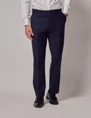 Hawes & Curtis Navy Chalk Stripe Wool Slim Fit Suit Trousers Size: 40" (EU 56)