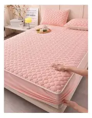 [SOGA] Mattress Fleece Clover Design Bed Sheet 183cm in Pink