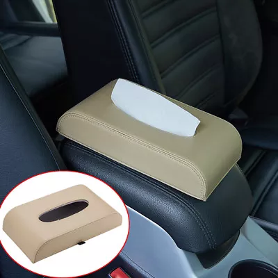 Tissue Box Cover Rectangular Holder for Home Car Office Decor Beige