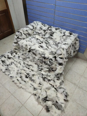 Luxury Platinum White Fox Fur Throw Real Fox Fur Blanket /Bedspread King Size