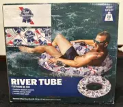 Pabst Blue Ribbon Logo River Tube Inflatable Pool Raft Water Float 44” Round NIB