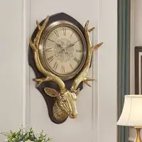 在飛比找樂天市場購物網優惠-鐘表掛鐘 客廳創意 歐式鐘表復古美式裝飾掛表靜音時鐘 大鹿頭