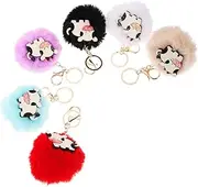 [COLLBATH] Cute Keychain 6 Pack Plush Keyring Women's Bag Key Chain Calf Pendant Keyring Key Rings for Bag Decor