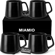 MIAMIO - Coffee Mugs Set of 4 / Large Ceramic Coffee Cups (420 ml) - Mug for Cappuccino, Tea, Espresso - Microwave and Dishwasher Safe - Luxe Collection (Black)
