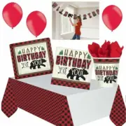 Little Lumberjack Bear Camper Birthday Party Supplies Plates Napkins Decorations