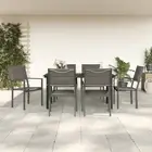 7 Piece Garden Dining Set Black Steel Textilene Outdoor Furniture Patio Ta 00747
