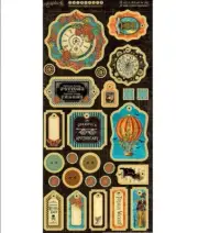 Graphic 45 STEAMPUNK SPELLS Chipboard Tags Motif Icons Mixed Media