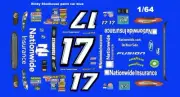 #17 Ricky Stenhouse Ford Fusion 1/64th HO Scale Slot Car Waterslide Decals