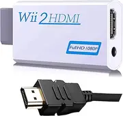 Wii to HDMI Converter 1080P for Full HD Device, Wii2 HDMI Adapter with 5ft High Speed HDMI Cable, with 3.5mm Audio Jack&HDMI Output, Supports All Wii Display Modes 720P, NTSC
