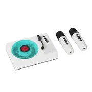 Vinyl Record Player Style Speaker with Ocean Sound White Noise, Retro Bluetooth Speaker with Double Microphone (White)