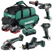 Metabo MET18BL4SB2HD55EQ - 18V Brushless Drill/Driver/Grinder/Sabre Saw Combo Kit (2 x 5.5Ah)