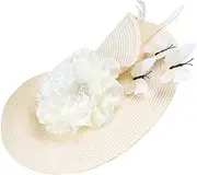 [COLLBATH] Fascinator Hat for Women with Lightweight Bridal Headpiece Elegant Hair Accessories for Weddings Birthdays and Special Occasions Versatile Headband Clip Beige