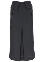 Rejina Pyo Lila Wool-blend Midi Skirt - Navy - 14 (UK14 / L) 14 (UK14 / L)
