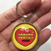 Vintage I Love My Hooker Headers 80's Retro Logo Image Reproduction Keychain