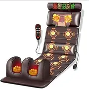 Full Body Massage Mat with Heat, Portable Foldable Heating Pad with Massager, 10 Vibrating Motors, 9 Massage Modes Back Massage Mattress Chair Pad