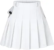 [SANGTREE] Women Girls Pleated Skirts with Shorts, Elastic Waist Uniform Plus Size Tennis Casual Skirt, 2 Years - US 4XL