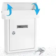 Weatherproof Wall Mount Locking Mailbox - Galvanized Steel with Metal Flap NEW