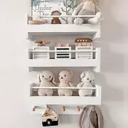 Small Book Shelf Organizer for Kids, Floating Bookshelf for Set of 3 White