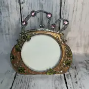 Vintage Sunflower Designs Pearl Enamel Purse Photo Picture Frame