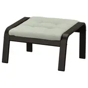 POÄNG footstool, black-brown/Gunnared light green