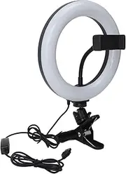 LED Selfie Ring Light, Adjustable Color and Brightness Fill Light ABS Aluminum and Metal Scratch Resistant Strong Clamp for Makeup
