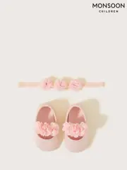Monsoon Pink Corsage Booties and Bando Set (E15743) | $37