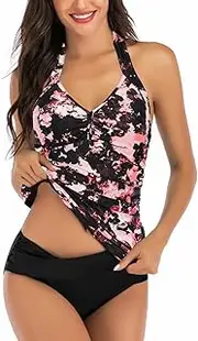 [Generic] Womens Swimming Suit Tops and Black Flower Hanging Neck Separate Swimsuit Sunflower Swimsuits for Big Girls