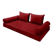 V4 Velvet Daybed Mattress Pillow Cover Complete Set Contrast Pipe Full AD369