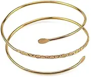[Generic] Upper Arm Adjustable Bracelet Open Cuff Bangle Coil Bracelet Simple Swirl Leaf Armband Minimalist Armlet Jewelry for Women