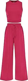 [PRETTYGARDEN] 2 Piece Sets for Women Summer Casual 2025 Spring Sleeveless Tank Ribbed Travel Vacation Lounge Wear Outfits