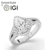 Pear Solitaire Labgrown Diamond Engagement Ring 18k White Gold 2.75 Ct D VS1