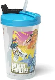 Room Copenhagen Lego Cup with Straw - Fun & Functional Hydration for Children | Reusable, Insulated Cup with Straw, Lid & Lego Ninjago Graphics, Transparent/Azure