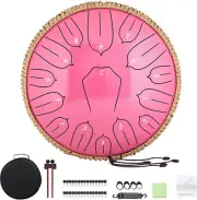 Steel Tongue Drum 12 Inch 15 Notes: Handpan Drums Set with Music Book Mallets Ca