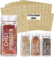 New 36 Square Glass Spice Jars With Shaker Lids Includes Labels & Funnel