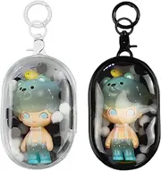 2 Pack Clear Figure Display Bag with Keychain, Portable Collectibles Display Case for Mini Figures, Dolls, Dustproof Waterproof Small Doll Storage Bag Hanging Organizer Zipper Case