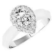 1.10CTW Lab-Grown Diamond 18K Gold White Pear-Shaped Engagement Ring