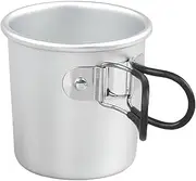 Ultra Light Travel Cup, Compact Hiking Cup, Lightweight Picnic Cup, Titanium Cup with Foldable Handle, Camping Pot for Outdoor Hiking Picnic Open Fire Cooking
