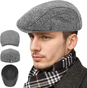 [ESOMAVRIX] Flat Caps, Cotton Warm Men Hat Casual Minimalist Flat Caps Adjustable Average Size Winter Men Hat for Father, Grandpa /4413