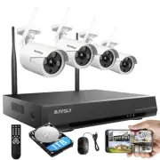 Home Security Camera System Wireless, 8CH 1080P Surveillance NVR Kits with 4p...