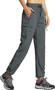[Libin] Women's Cargo Hiking Pants Lightweight Quick Dry Pants Travel Casual Outdoor Zipper Pockets