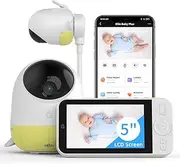Ellie Smart Baby Monitor,5" No WiFi or WiFi Monitor with Camera and Audio, Sleep Tracking & Analytic, Covered Face Alarm, Breathing Detection, 2.5KHD, Crying Detection, Virtual Fence, PTZ