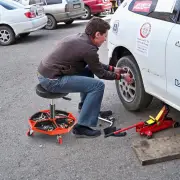 Costway150 KG Capacity Pneumatic Rolling Mechanic Stool with Tool Tray-Red