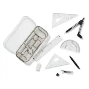 Compass Drawing School Office Stationery Geometry Drafting Ruler Eraser Set