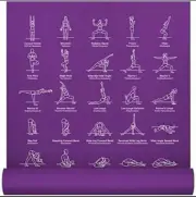 YOGA MAT Thick Exercise with 70 Printed Poses Non Slip Purple By NEWME FITNESS