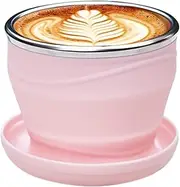 Foldable Cups for Travel - 180ml Camping Mug with Lid and Lanyard - Portable Mug for Coffee Brewing Cold Drink Juice Outdoor Picnic