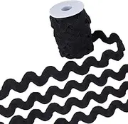 GORGECRAFT 0.78 inch-1.33 inch/20-34mm RIC Rac Ribbon 10 Yards Black Wave Sewing Bending Fringe Trim Woven Braided Fabric Lace RIC Rac Ribbon Zig Zag Trim for DIY Crafts Dress Wrapping Wedding