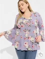 Torrid Blouse Women's 2X Fit And Flare Rayon Slub Button Front Top $65 NEW