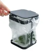 Catzon Metal Tiny Trash Can with Lid for Desktop Garbage Bag Holder -Black
