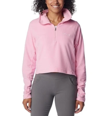 Columbia Womens Cropped II Fleece Jacket 1/2-Zip Top Rose XL