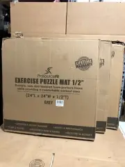 Exercise Puzzle Mat 1/2-in, GRAY, 24 Sq Ft - 18 Tiles PROSOURCE